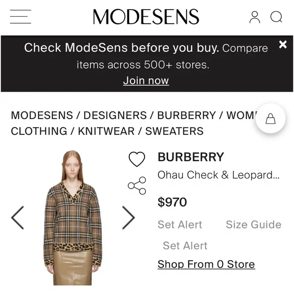 ❤️TRADED❤️ Burberry check V neck leopard trim sweater medium unisex - Picture 6 of 10